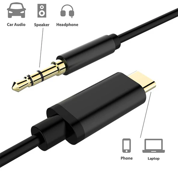 Type-C to 3.5mm Jack Aux Stereo kablo, 1 Metre, - 2