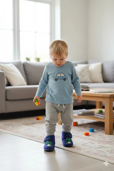 Soylu Yumuşak Nakışlı Erkek Çocuk Pandufu Lacivert