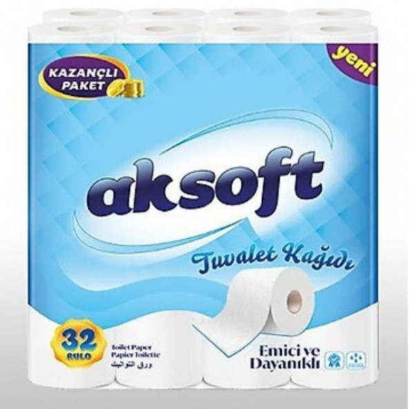 Aksoft 2 Katlı 32 Rulo Tuvalet Kağıdı