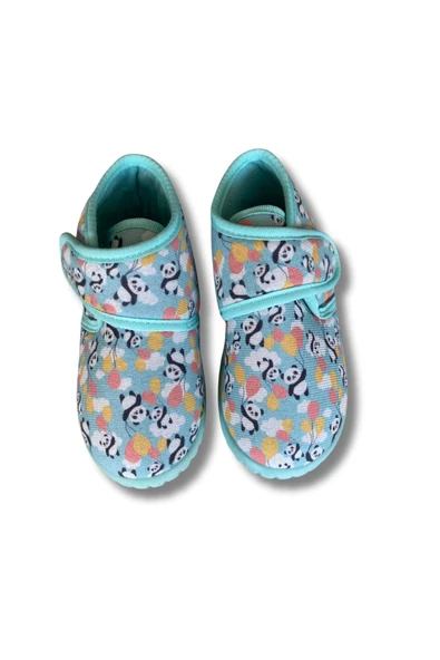 Soylu Yumuşak Pamuklu Unisex Çocuk Pandufu Yeşil/Panda - 2