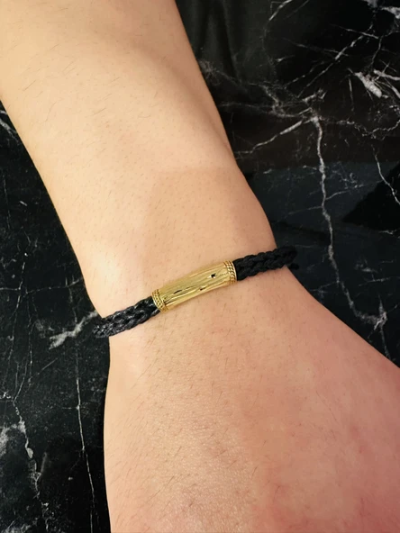 Erkek Bileklik Gümüş Ağaç Kabuğu Desen Bileklik, Altın Kaplama Anlamlı Hediye - Resim 2