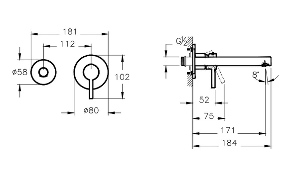 VitrA Origin A4258136WTC Ankastre Lavabo Bataryası Sıva Üstü Grubu - Mat Siyah - Resim 2