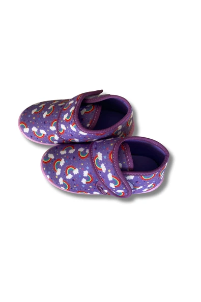 Soylu Yumuşak Pamuklu Kız Çocuk Pandufu Lila/Gökkuşağı - Resim 3