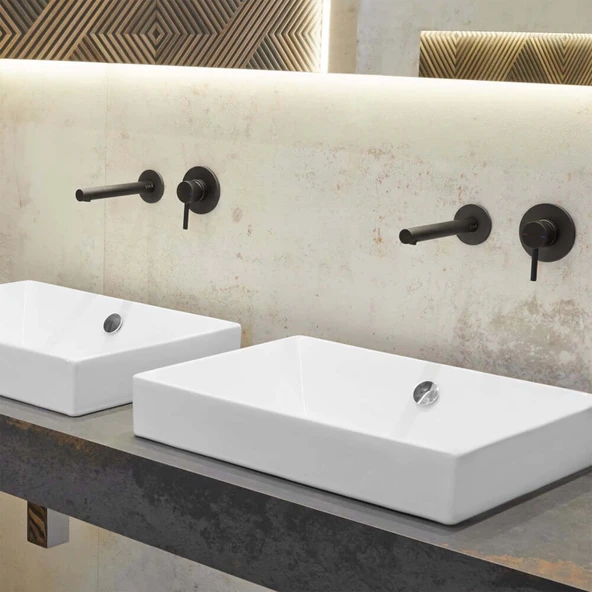 VitrA Origin A4258136WTC Ankastre Lavabo Bataryası Sıva Üstü Grubu - Mat Siyah - Resim 3