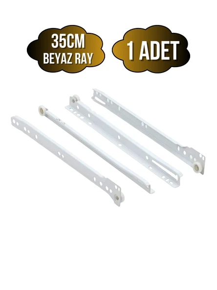 Beyaz Metal Çekmece Rayı Tekerlekli Mobilya Dolap Çekmece Rayı(BEYAZ)(TAKIM)(METAL) 35cm 35cm - 1 ADET ürün görseli 1