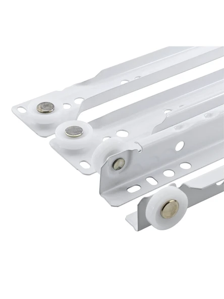Beyaz Metal Çekmece Rayı Tekerlekli Mobilya Dolap Çekmece Rayı(BEYAZ)(TAKIM)(METAL) 25cm 25cm - 2 ADET - Resim 4