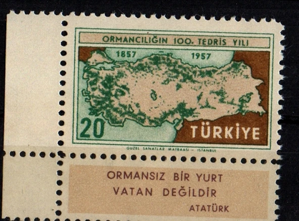 EABİ-Türkiye'de Ormancılığın 100.Tedris Yılı Hatıra Pulu 1957 (ws0075) ürün görseli