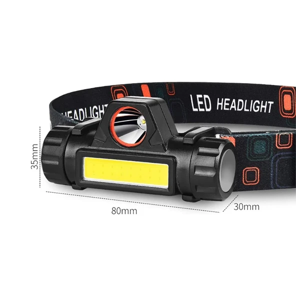 CATA CT-9120 Mir kafa lambası 200Lm Fener LED USB akkülü Şarjlı Su Geçirmez COB Dağ Gece Balıkçılık - 4