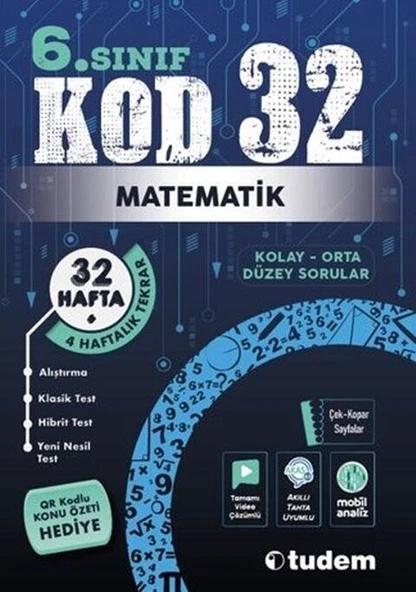 Tudem Yayınları 6. Sınıf Matematik Kod 32 Tekrar Testleri ürün görseli