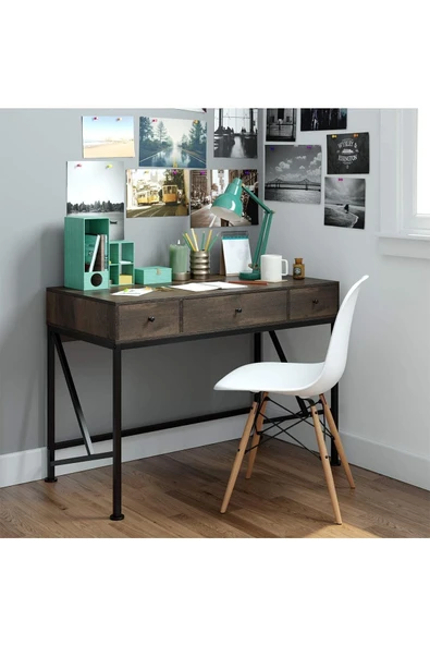 Hitit Dekorasyon Sophia Siyah Metal Kahve Çalışma Masası - 3