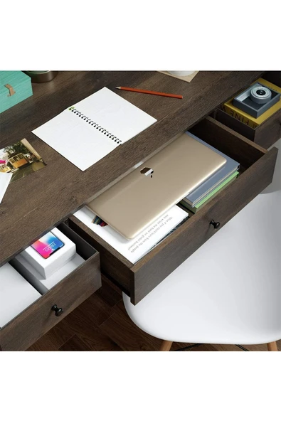 Hitit Dekorasyon Sophia Siyah Metal Kahve Çalışma Masası - 5