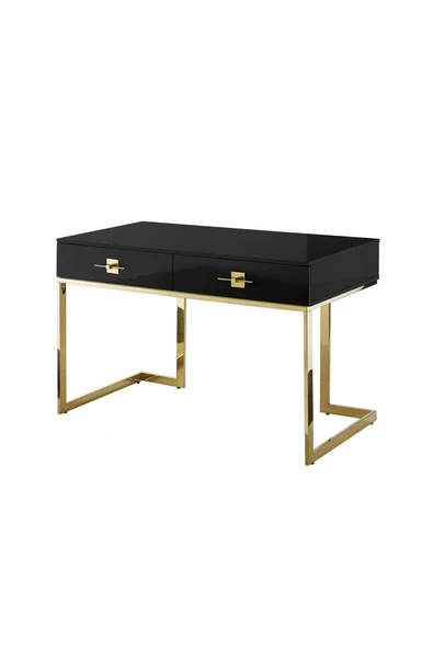 Hitit Dekorasyon Rihanna Gold Metal Siyah Çalışma Masası - 4
