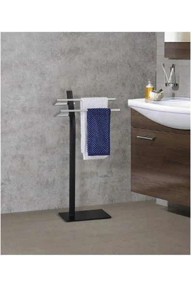 Hitit Dekorasyon Josi Siyah Metal & Paslanmaz Ayaklı Havluluk - 2