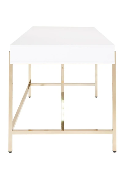 Hitit Dekorasyon Mandy Gold Metal Beyaz Çalışma Masası - 5