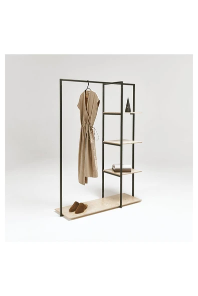 Hitit Dekorasyon Ararat Siyah Metal Ahşap Askılık