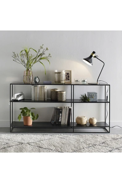Hitit Dekorasyon Sat Siyah Metal Kitaplık Dresuar Konsol 70*140 - 2