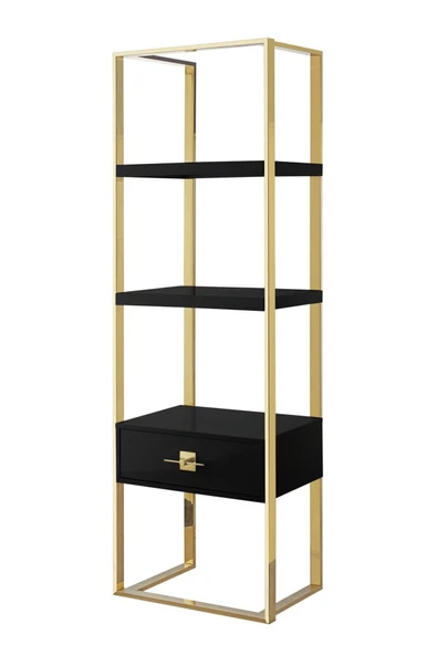 Hitit Dekorasyon Rihanna Gold Metal Siyah Kitaplık & Raf - 4