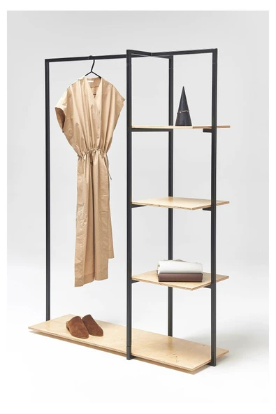 Hitit Dekorasyon Ararat Siyah Metal Ahşap Askılık - 2