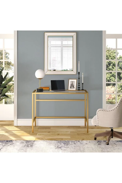 Hitit Dekorasyon Ella Gold Metal Cam Çalışma Masası - 3