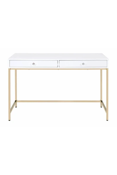 Hitit Dekorasyon Adriana Gold Metal Beyaz Çalışma Masası