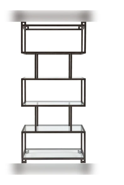 Hitit Dekorasyon Taca Siyah Metal Cam Tasarım Kitaplık
