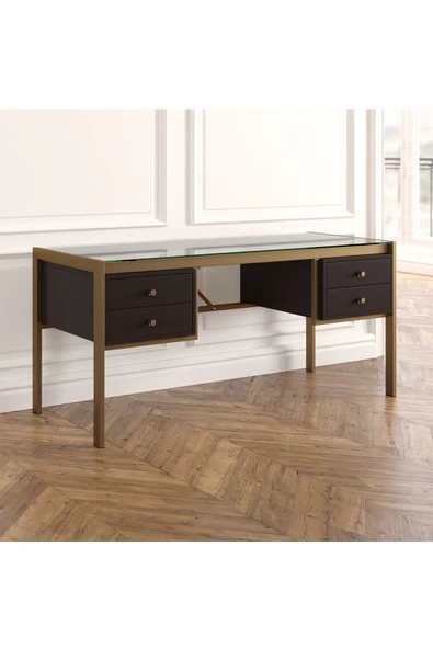 Hitit Dekorasyon Megan Gold Metal Venge Çalışma Masası - 5