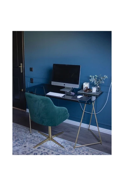 Hitit Dekorasyon Drec Gold Metal Cam Çalışma Masası - 4