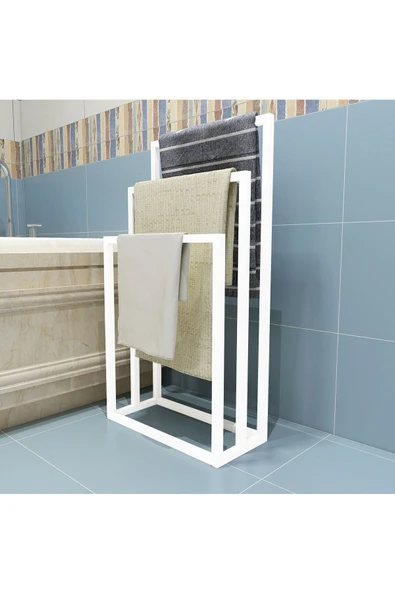 Hitit Dekorasyon Lacerda Beyaz Metal Ayaklı Havluluk - 4