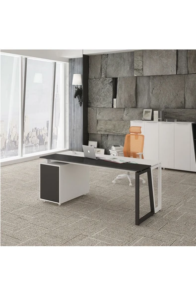 Hitit Dekorasyon Dila Siyah&beyaz Metal Çalışma Masası - 2