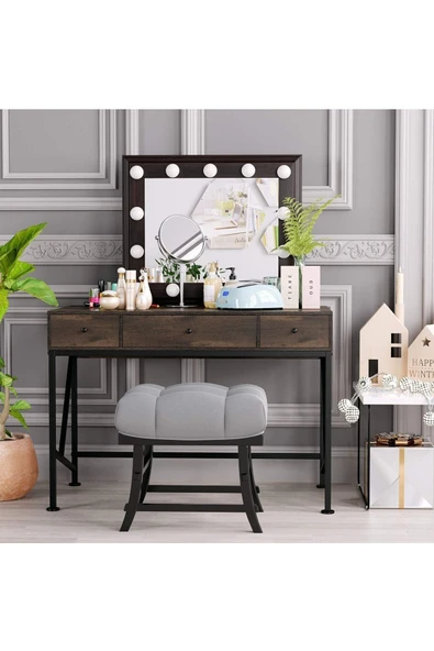 Hitit Dekorasyon Sophia Siyah Metal Kahve Çalışma Masası - 2