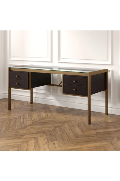 Hitit Dekorasyon Megan Gold Metal Venge Çalışma Masası - 6