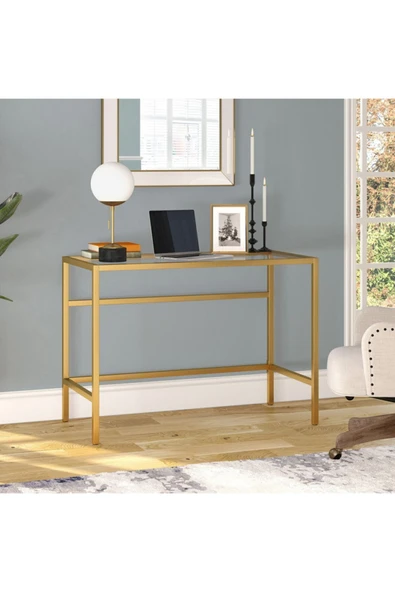 Hitit Dekorasyon Ella Gold Metal Cam Çalışma Masası - 2