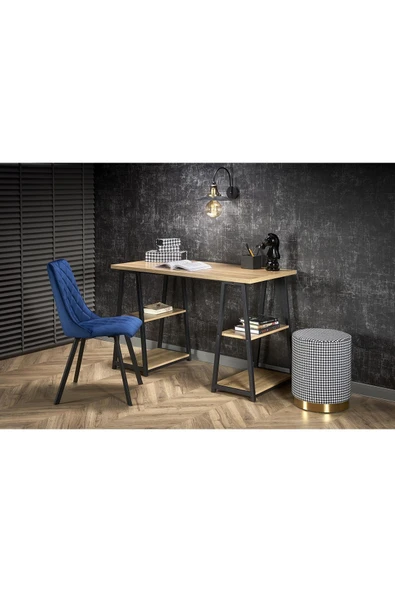 Hitit Dekorasyon Urko Siyah Metal Ahşap Çalışma Masası - 2