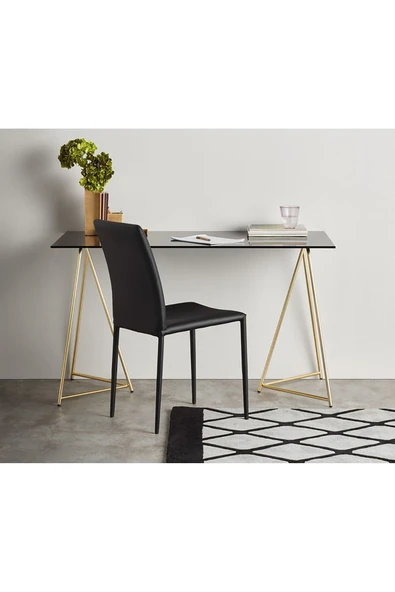Hitit Dekorasyon Drec Gold Metal Cam Çalışma Masası - 7