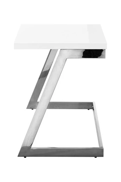 Hitit Dekorasyon Nysa Paslanmaz Metal Beyaz Çalışma Masası - 3