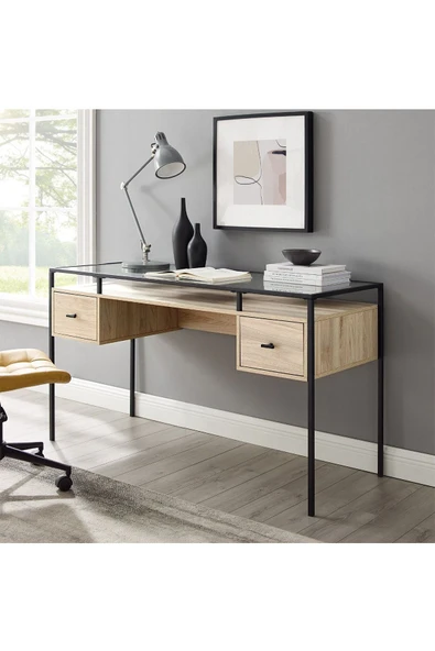 Hitit Dekorasyon Gianna Siyah Metal Çalışma Masası - Resim 5