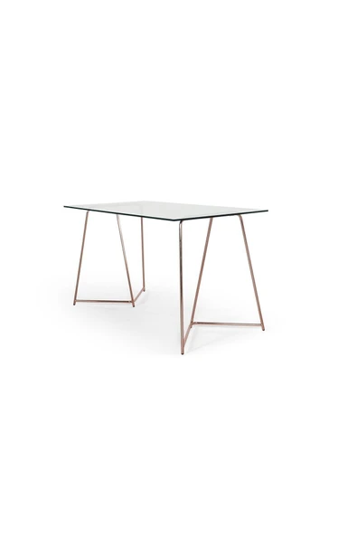 Hitit Dekorasyon Drec Rose Gold Metal Cam Çalışma Masası - 3