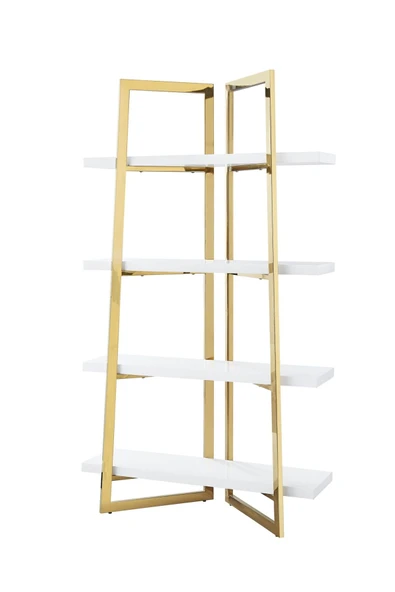 Hitit Dekorasyon Nysa Gold Metal Beyaz Kitaplık & Raf