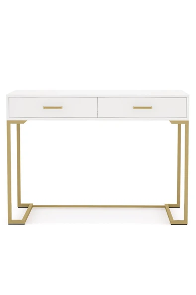 Hitit Dekorasyon Vivian Gold Metal Beyaz Çalışma Masası - Resim 2