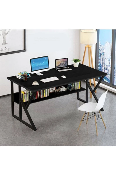 Hitit Dekorasyon Hope Siyah Metal Çalışma Masası - Resim 2