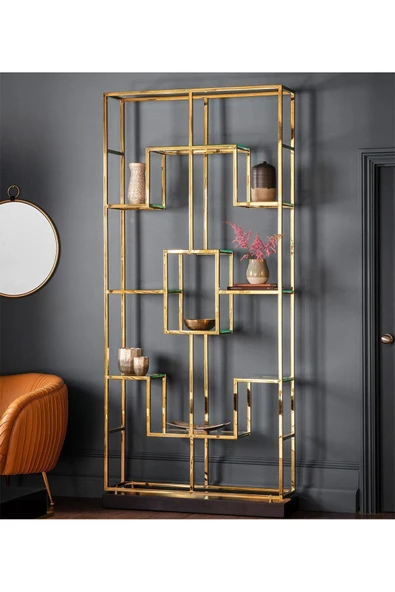 Hitit Dekorasyon Candie Gold Metal Kitaplık - 4