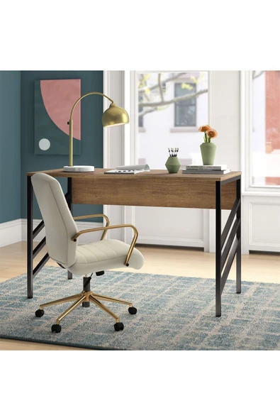 Hitit Dekorasyon Zahra Siyah Metal Ahşap Çalışma Masası - 2