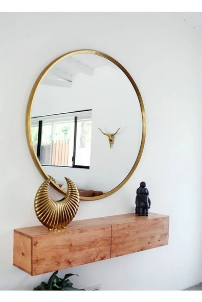 Hitit Dekorasyon Helya Gold Metal Duvar Aynası - 5