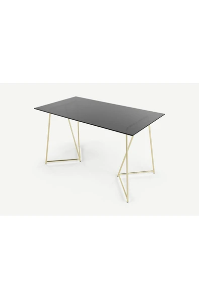 Hitit Dekorasyon Drec Gold Metal Cam Çalışma Masası - 8