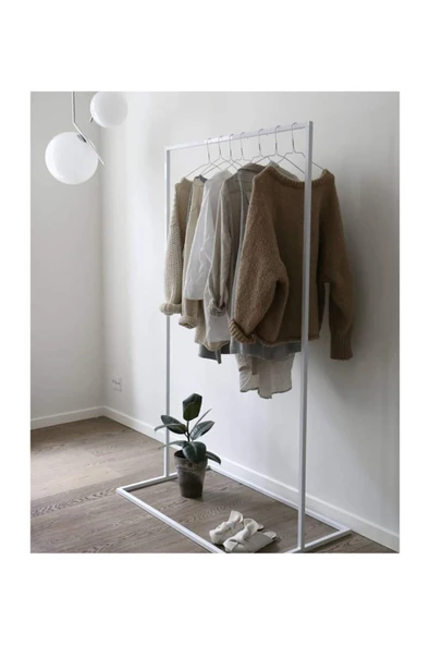 Hitit Dekorasyon Sort Beyaz Metal Elbise Askılığı Büyük - 2