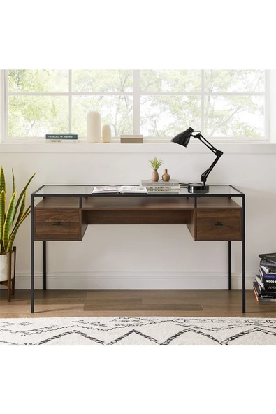Hitit Dekorasyon Gianna Siyah Metal Çalışma Masası - 3
