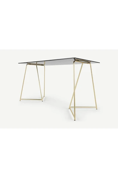 Hitit Dekorasyon Drec Gold Metal Cam Çalışma Masası - 3