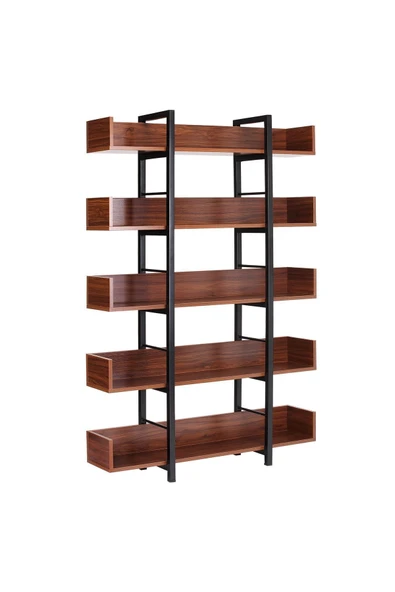 Hitit Dekorasyon Karl Siyah Metal Ahşap Kitaplık