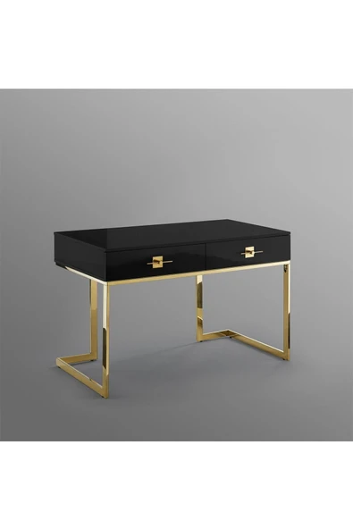 Hitit Dekorasyon Rihanna Gold Metal Siyah Çalışma Masası - 3