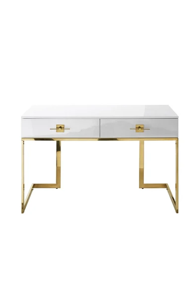 Hitit Dekorasyon Rihanna Gold Metal Beyaz Çalışma Masası